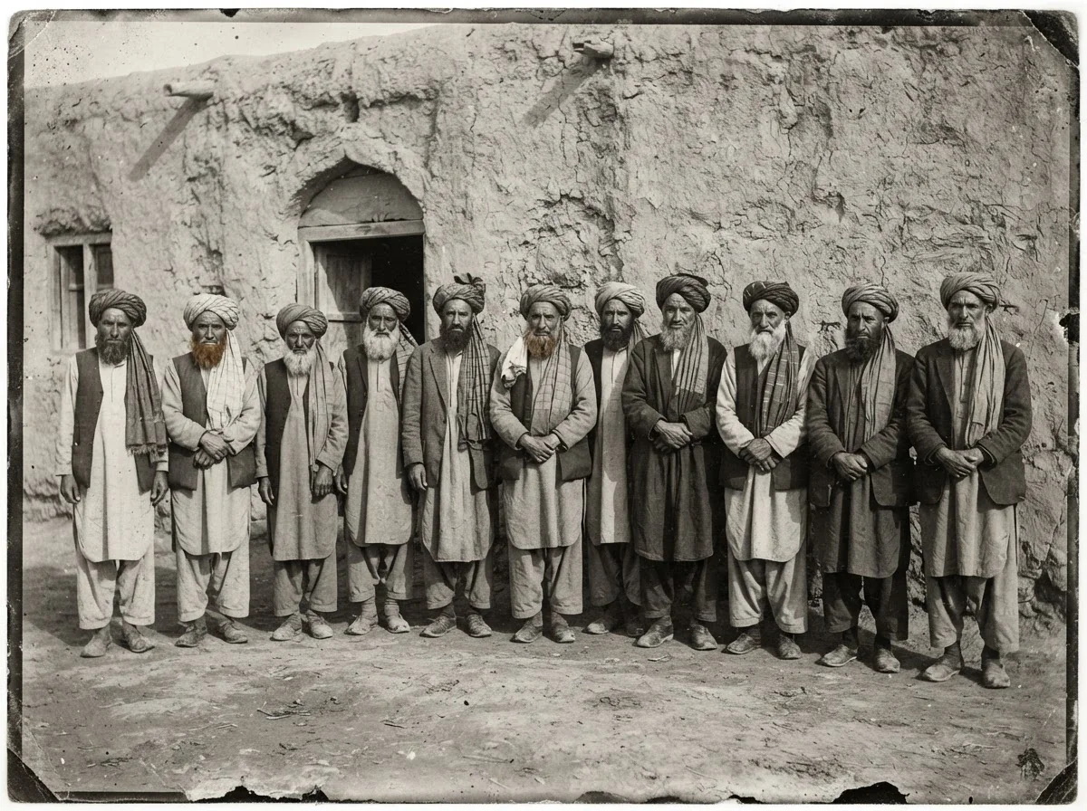 صورة تذكارية لجمع من وجهاء ومشايخ القبائل
